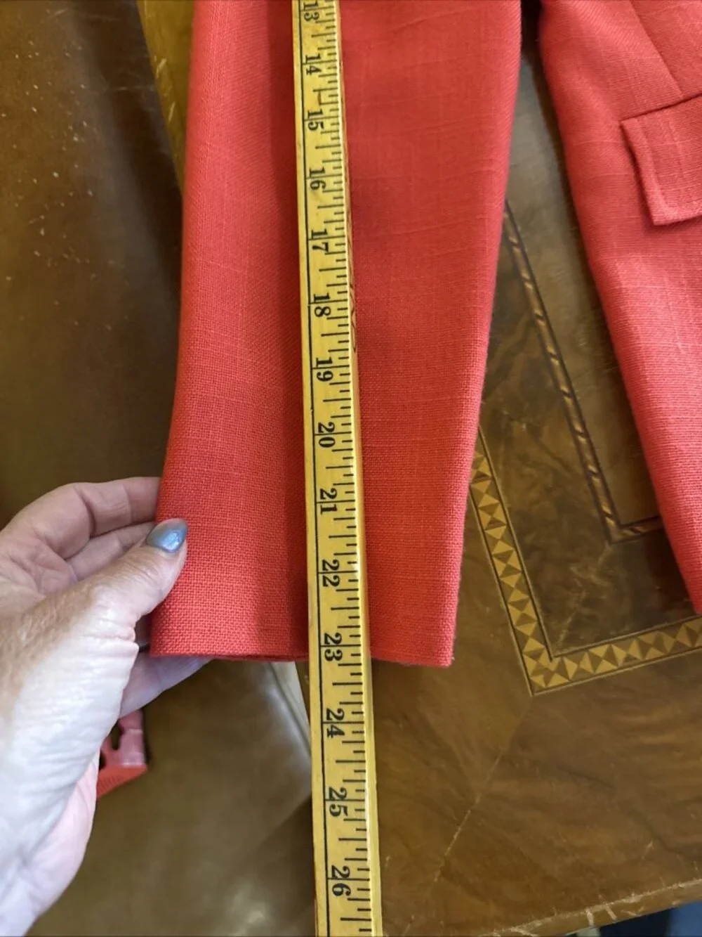 Vtg Red Gold Button Linen look Blazer Medium Coatree Preppy Coastal Super Nice